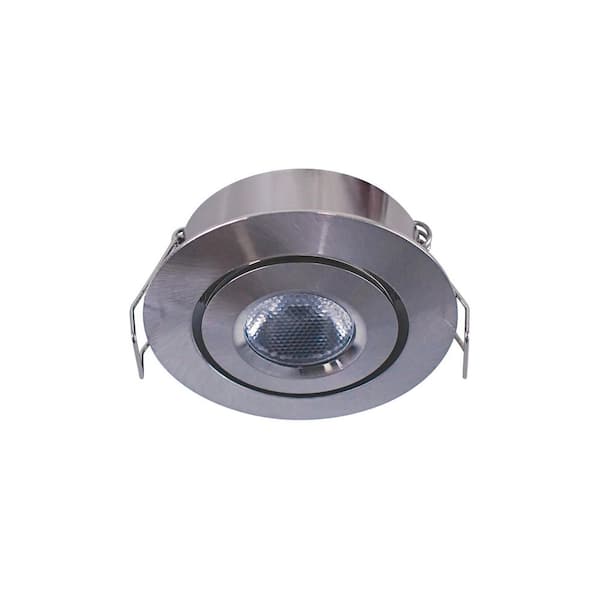 2 in. Soft White (3000k) Recessed Integrated LED Swivel Puck Light, Brushed Steel