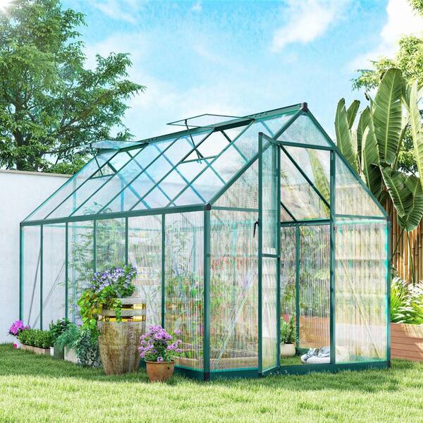 11 ft. W x 6 ft. D Polycarbonate Walk-in Greenhouse with Swing