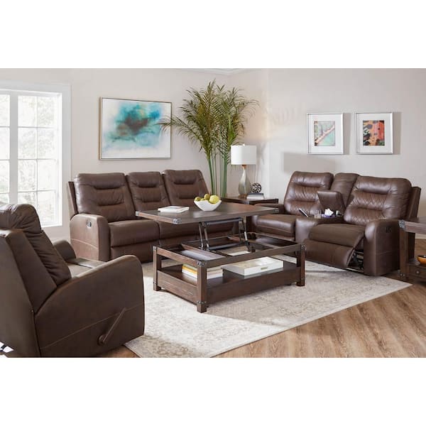 Lane Brown Power Chairside Table 7593 41, Wallstone Leather Double Reclining Sofa