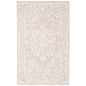 Reflection Cream/Ivory 5 ft. x 8 ft. Floral Border Area Rug