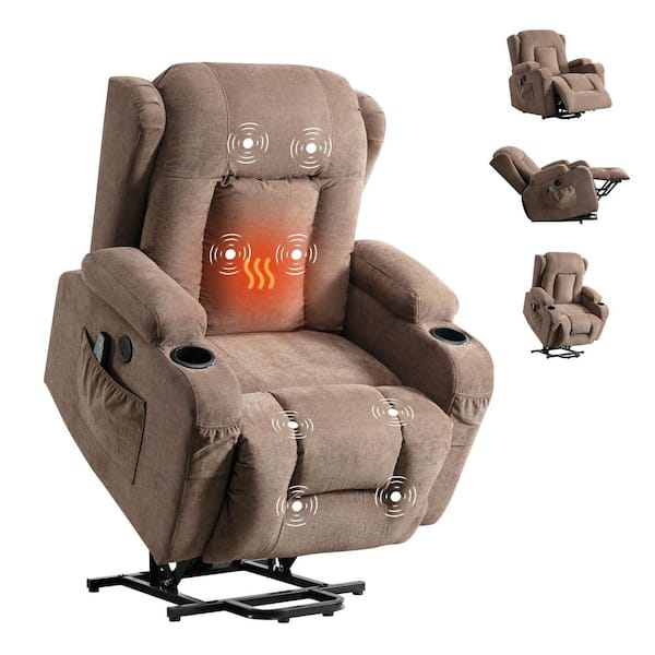 Boyel Living Brown Power Lift Recliner Chair Recliners for Elderly with Heat and Massage Recliner Chair, Infinite Position