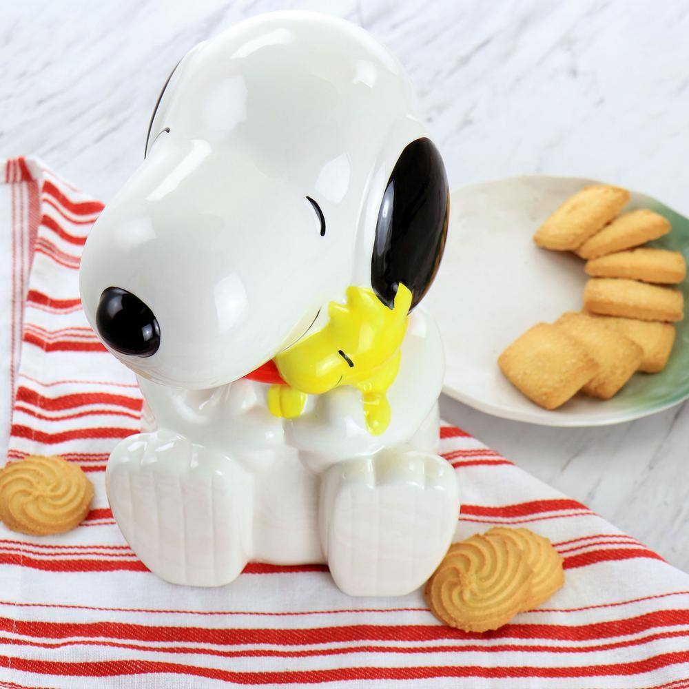 White Ceramic Snoopy and Woodstock Cookie Jar