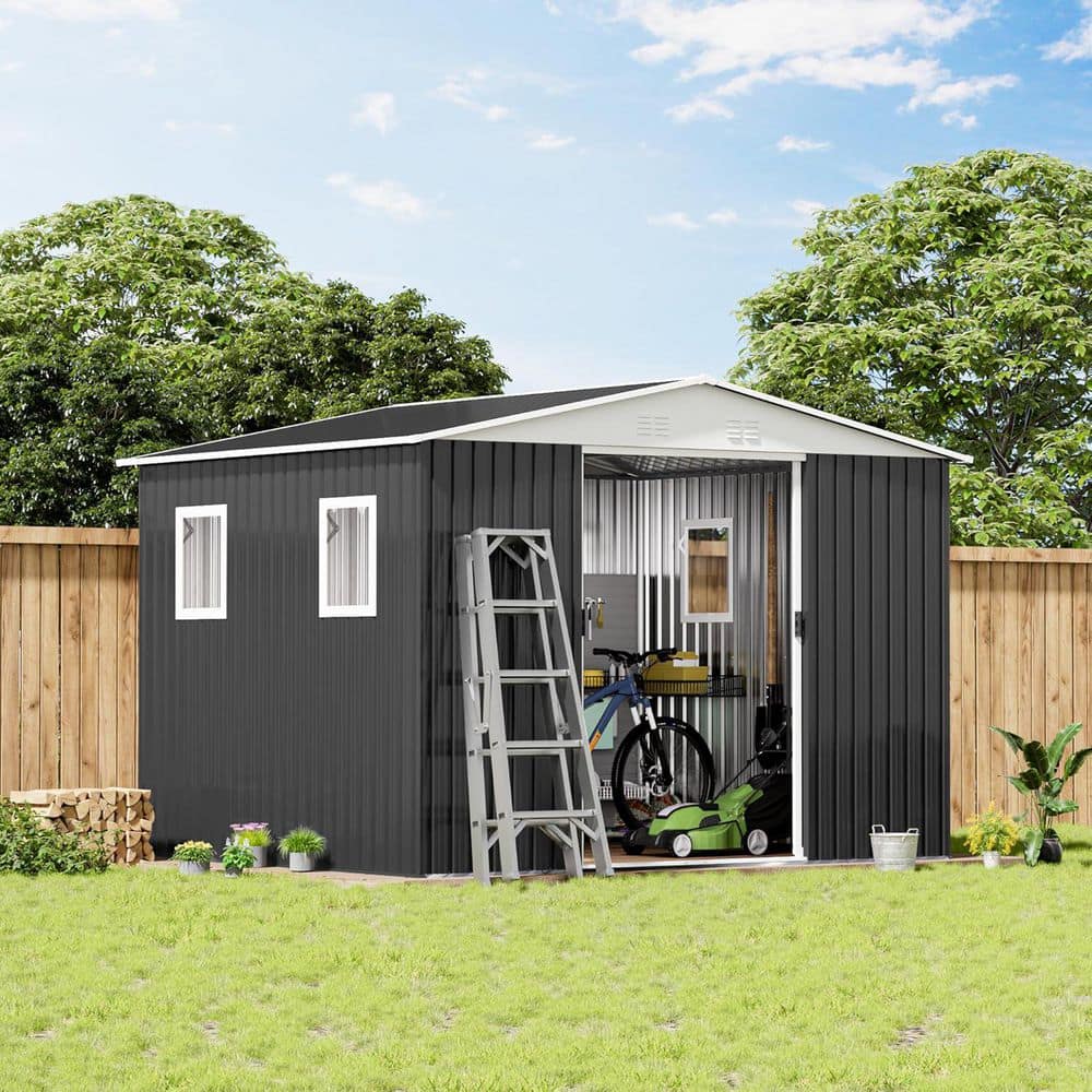 Staykiwi 12 ft. W x 10 ft. D Metal Shed with Windows, Vents