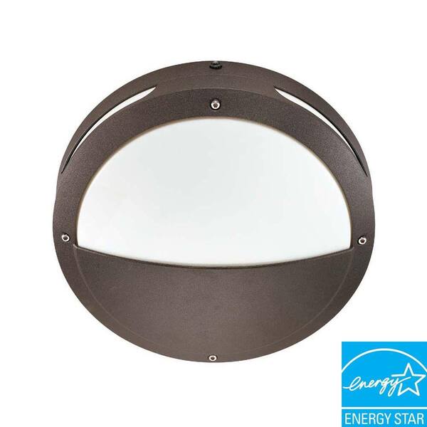 Glomar Wall/Ceiling 2-Light Bronze Round Outdoor Architectural Hooded Fixture