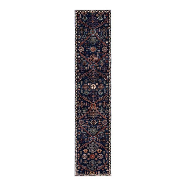 Chloe & Olivia Home Serapi Traditional Blue 2 ft. x 10 ft. Runner Hand Knotted Tribal Area Rug