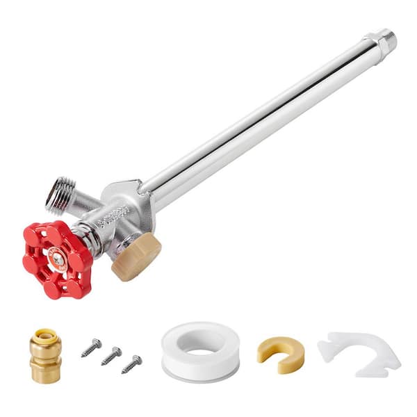 Anti-Siphon Frost-Proof Sillcock, 12 in. Freeze Proof Outdoor Faucet Bib,1/2in. Push-to-Fit Connector X 3/4in. Hose Bibb