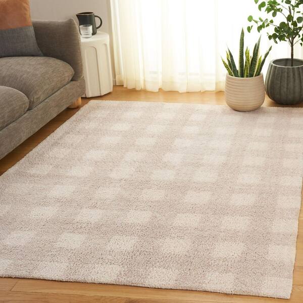 Easy Care Ivory/Beige 4 ft. x 6 ft. Lattice Grid Area Rug