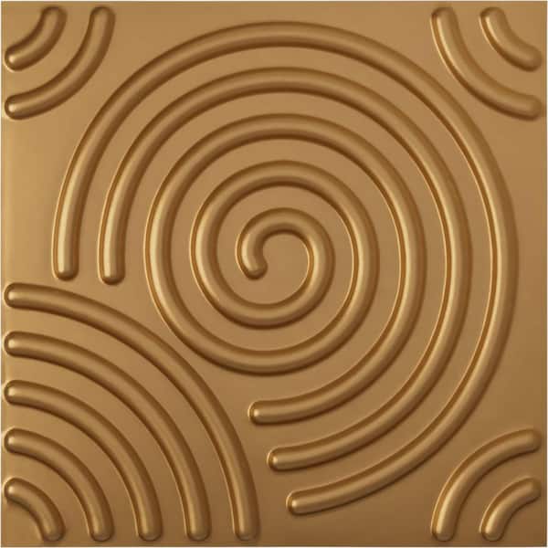Ekena Millwork 19 5/8 in. x 19 5/8 in. Spiral EnduraWall Decorative 3D Wall Panel, Gold (12-Pack for 32.04 Sq. Ft.)