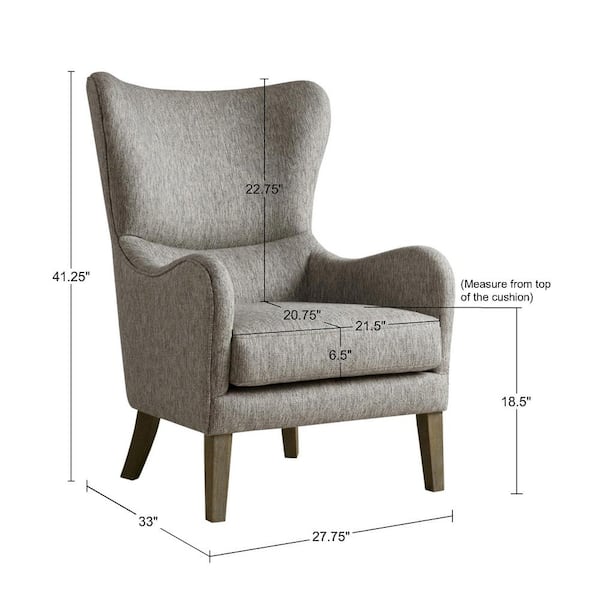 Madison Park Leda Grey Swoop Wing Chair FPF18-0429 - The Home Depot