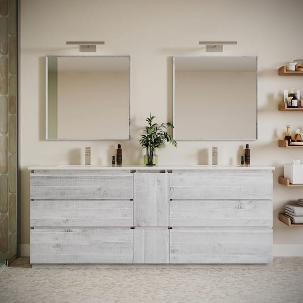 Formosa 82 in. Freestanding Double Bath Vanity Cabinet without Top in Rustic White