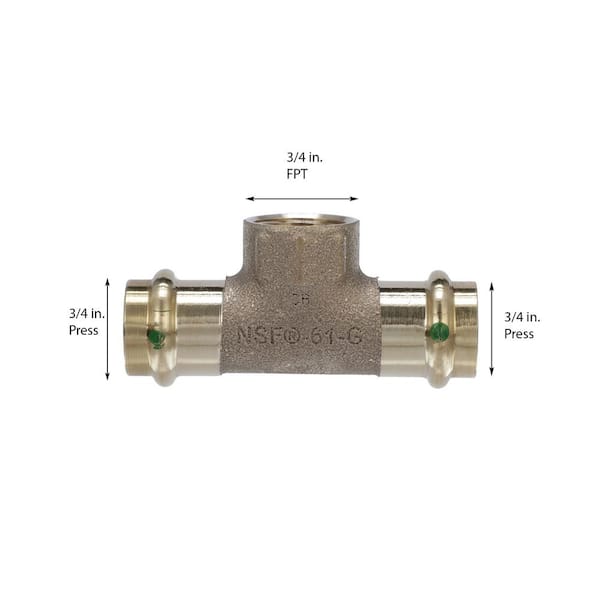 ProPress 3/4 in. Press x 3/4 in. Press x 3/4 in. FPT Zero-Lead Bronze Tee (5-Pack)