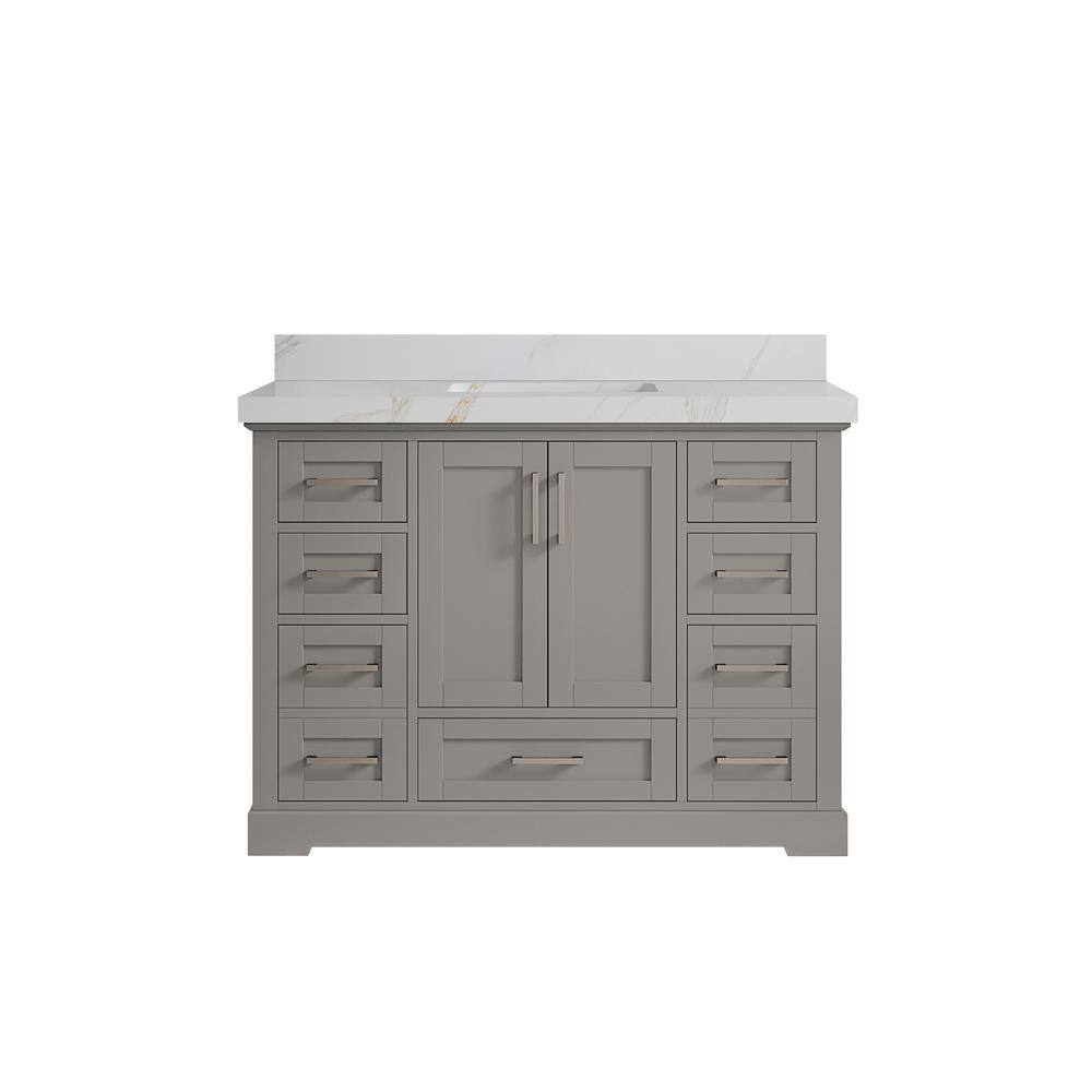 Boston 48 in. Single Sink Freestanding Elephant Gray Bath Vanity with Calacatta Sienna Qt. Top Unassembled price history on PriceWatchPro