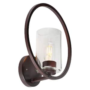 Orbit 1-Light Antique Bronze Wall Sconce Vanity Light with Clear Glass