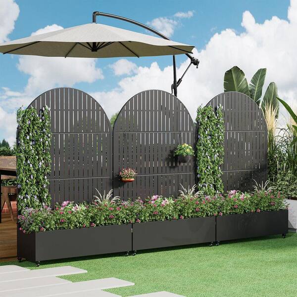 Lirago 72 in. H x 47 in. W Arch Black Outdoor Metal Privacy Screen Lirago 72 in. H x 47 in. W Arch Black Outdoor Metal Privacy Screen