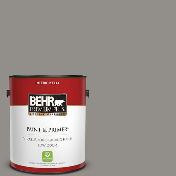 BEHR PREMIUM PLUS 1 gal. Home Decorators Collection #HDC-AC-19 Grant Gray Flat Low Odor Interior Paint & Primer