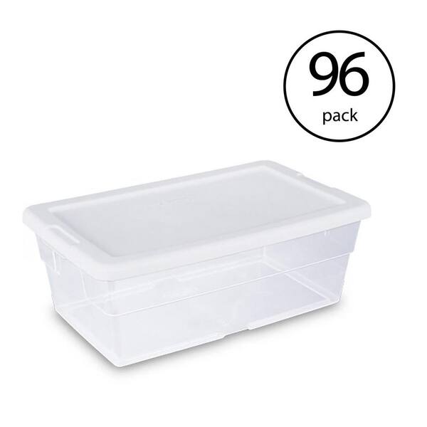 tote box plastic storage 6 pack bin organizer stackable container lid sterilite