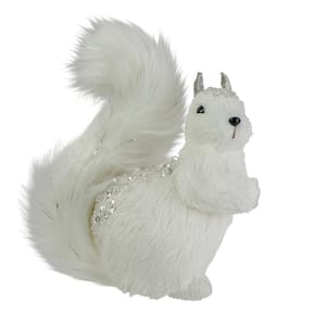 9 in. White Squirrel With Silver Gems Christmas Tabletop Decoration