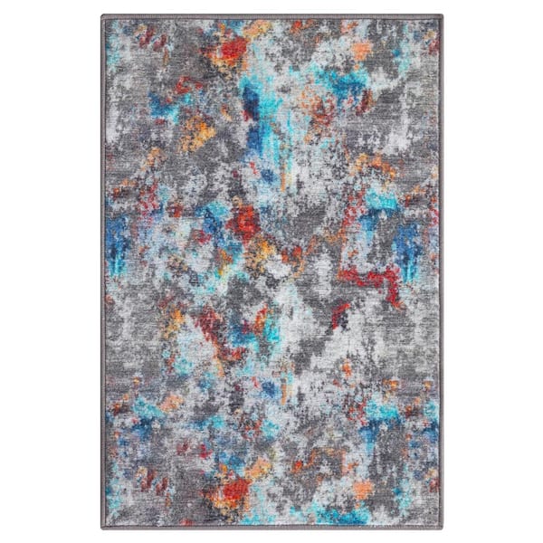 Eden Collection Ocean Breeze Multi 8 ft. x 10 ft. Machine Washable Abstract Indoor Area Rug