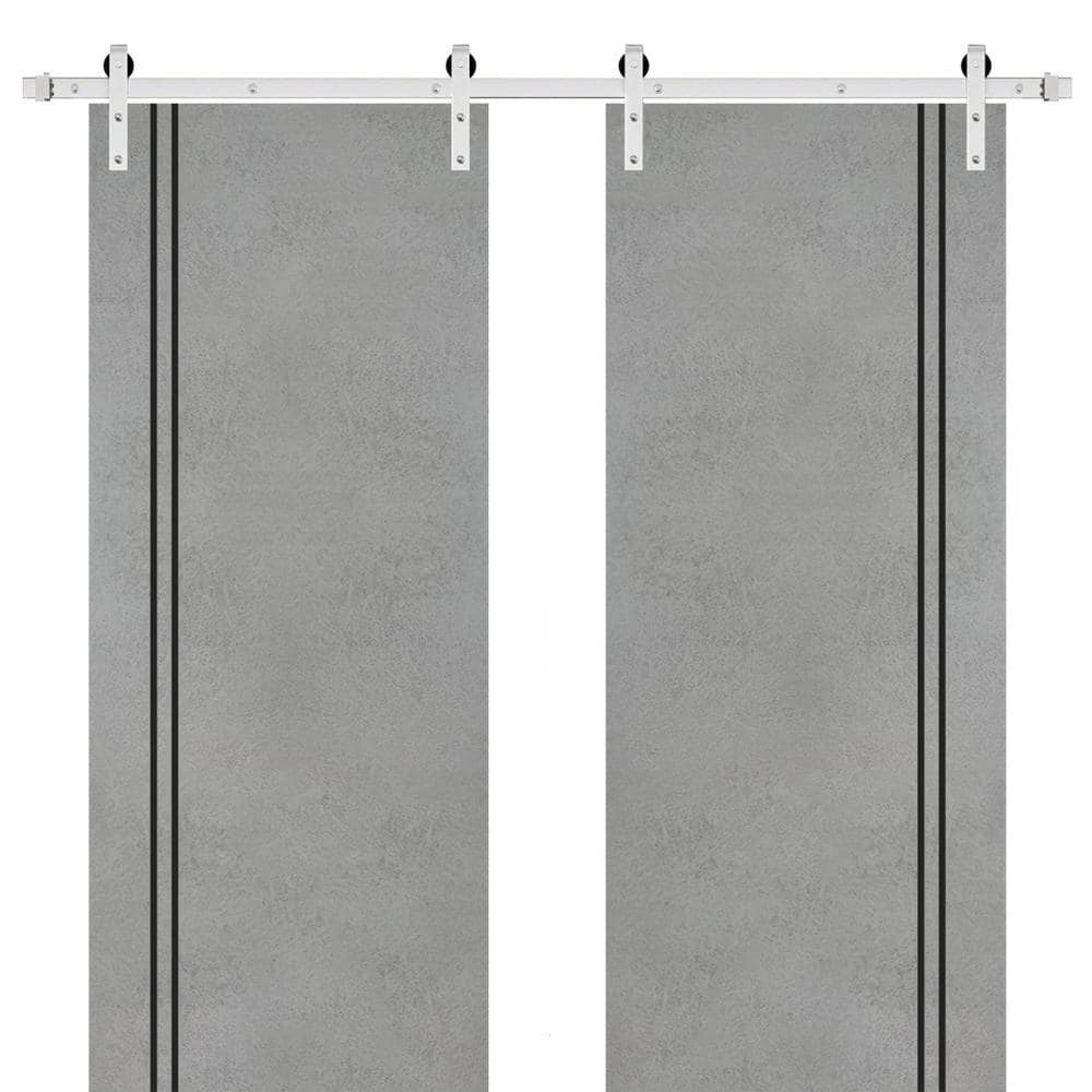 Assemble Required 28 in. x 80 in. 2-Panel Concrete Solid Wood with Honeycomb Sliding Barn Door with Hardware Kit price history on PriceWatchPro