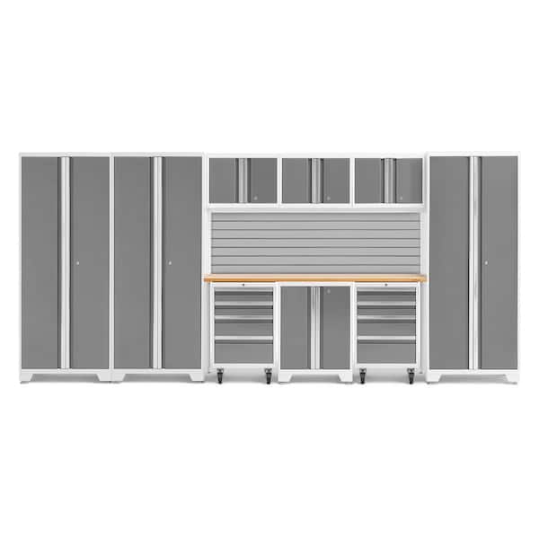 Bold Series 10-Piece 24-Gauge Steel Garage Storage System in Platinum Silver (162 in. W x 77 in. H x 18 in. D)
