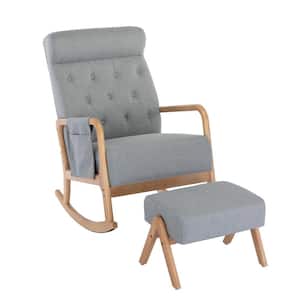 Gray Polyester Fabric Rocking Chair Set of 2