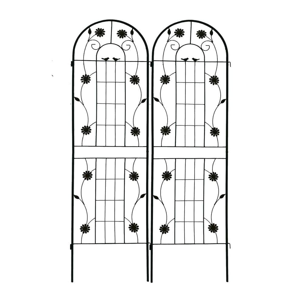 2-Pack 71 in. x 19.7 in. Black Metal Garden Trellis, Outdoor Rustproof Trel