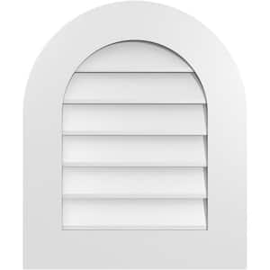 20 in. x 24 in. Round Top Surface Mount PVC Gable Vent: Decorative with Standard Frame