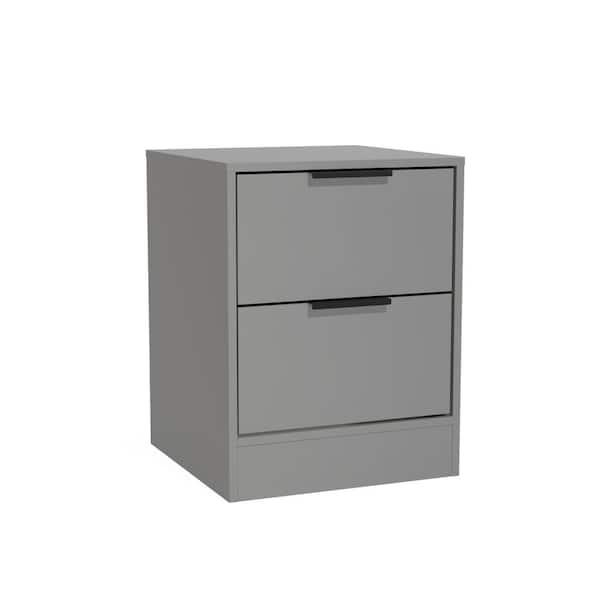 K1 INTERNATIONAL GROUP L Oslo Nightstand, with 2 Drawers, 17.7 in. Wide, in Modern Grey - 22.8 in. H x 17.7 in. W x 17.7 in. D