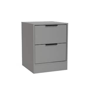 Oslo Nightstand, with 2 Drawers, 17.7 in. Wide, in Modern Grey - 22.8 in. H x 17.7 in. W x 17.7 in. D