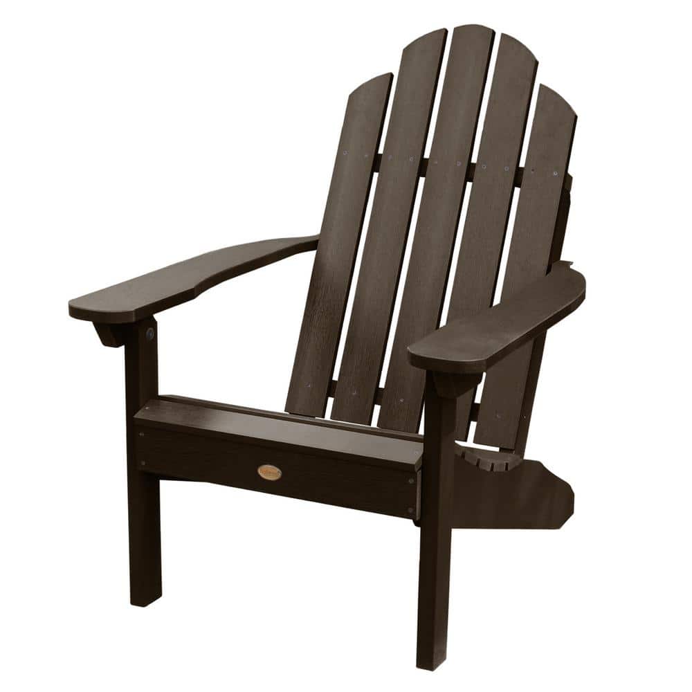 Weathered Acorn 4-Person Plastic Adirondack Chair Set with Side Tables
