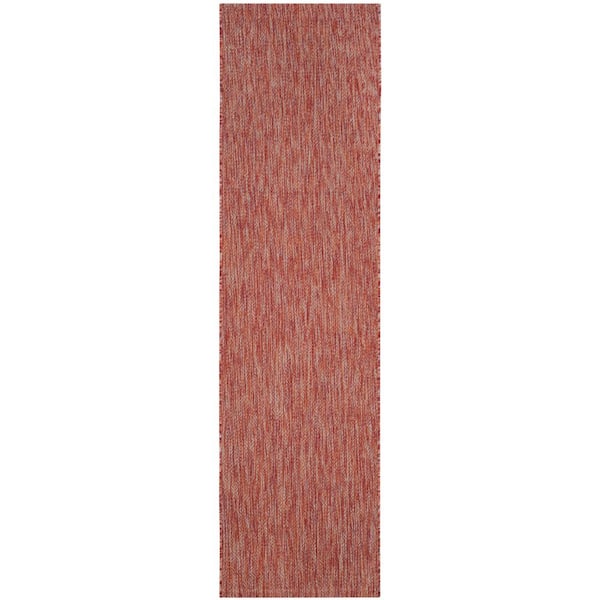 SAFAVIEH Courtyard Red 2 ft. x 8 ft. Solid Indoor/Outdoor Patio  Runner Rug