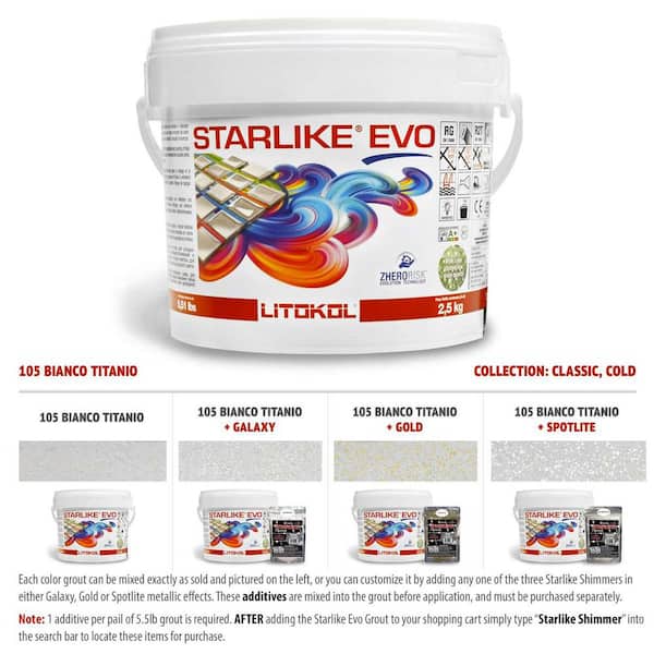 Starlike EVO Epoxy Grout 105 Bianco Titanio Classic Collection 2.5 kg - 5.5 lbs.