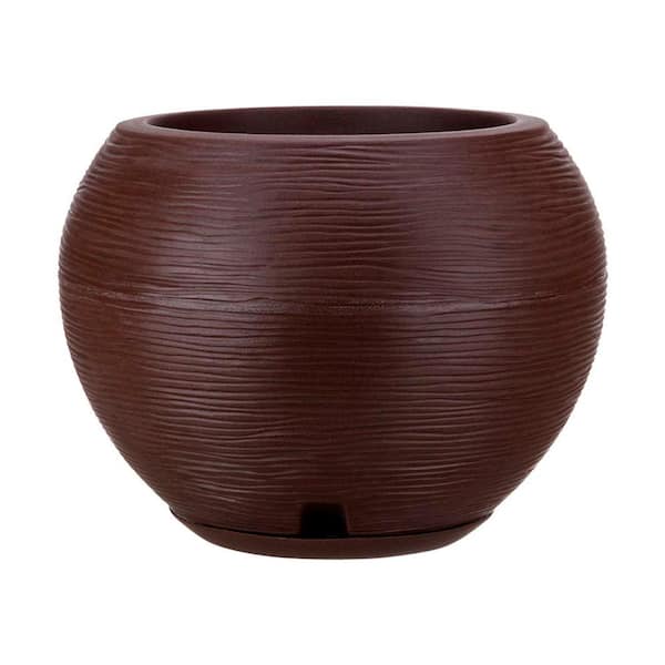 FLORIDIS Florence Large Brown Stone Effect Plastic Resin Indoor and Outdoor Planter Bowl