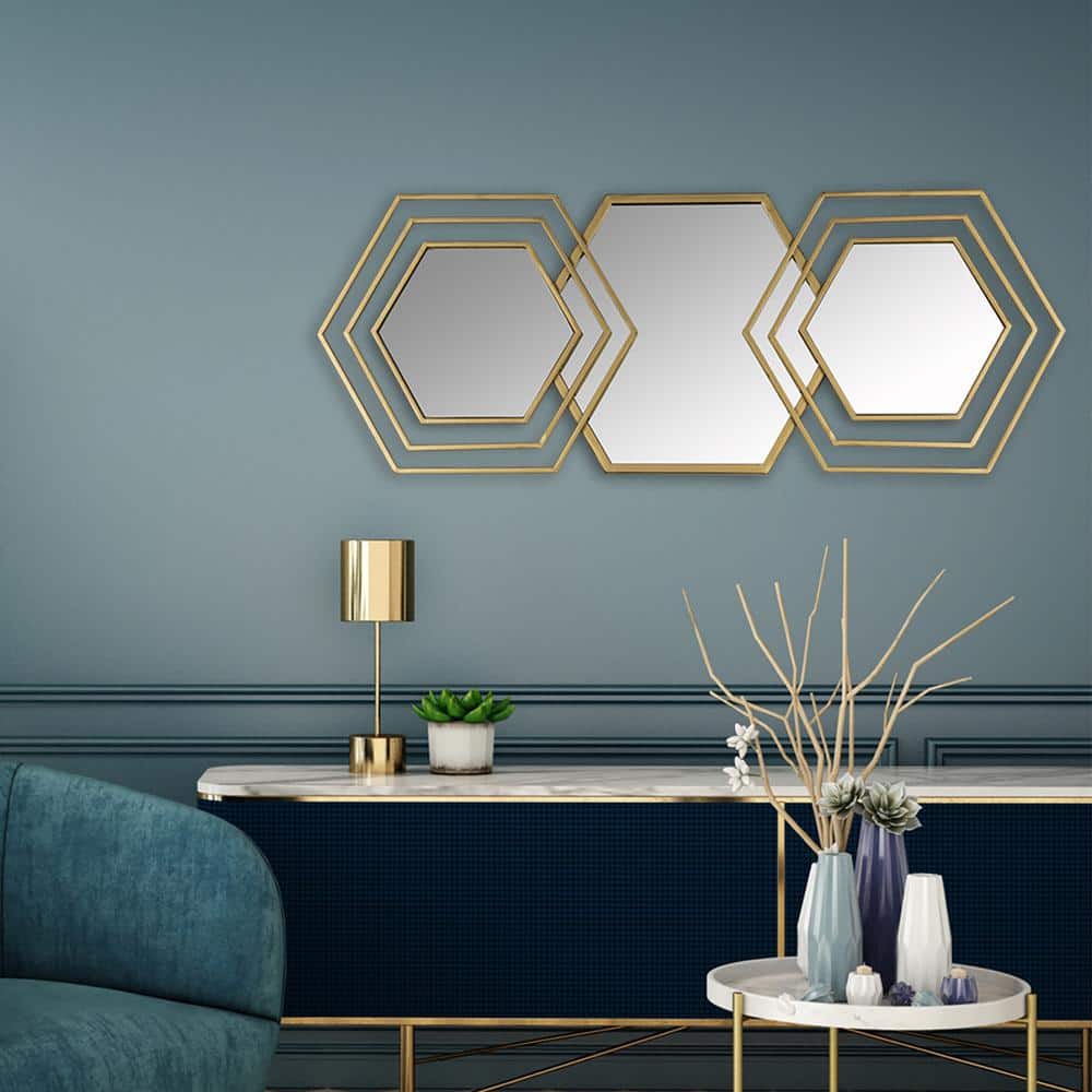Stratton Home Decor Caroline Hexagon Wall Mirror S36872 - The Home Depot
