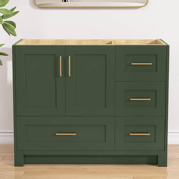 Solid Wood 42in. W x 21.5in. D x 33.5in. H Freestanding Bath Vanity Cabinet Without Top Bathroom Vanities Base in Green