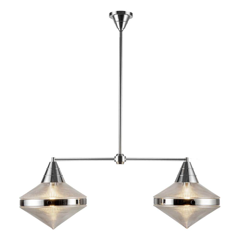 Willard 41" Polished Nickel Prismatic Glass Linear Pendant Light