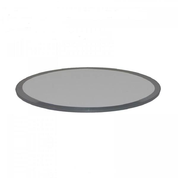 Fab Glass and Mirror 36 in. Round 1/2 in. Thick Beveled Tempered Grey Glass Table Top