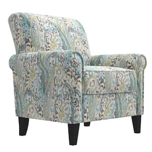 Tapley Sky Blue Multi-Paisley Fabric Traditional Rolled Arm Chair