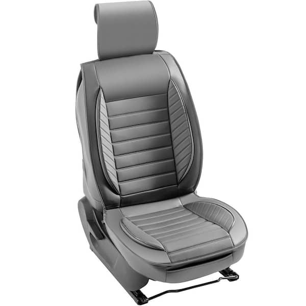 Seat Covers Universal Car Seat Covers Front Seats 2-Pieces Faux Leather Seat Cover for Most Cars SUVs and Trucks Gray