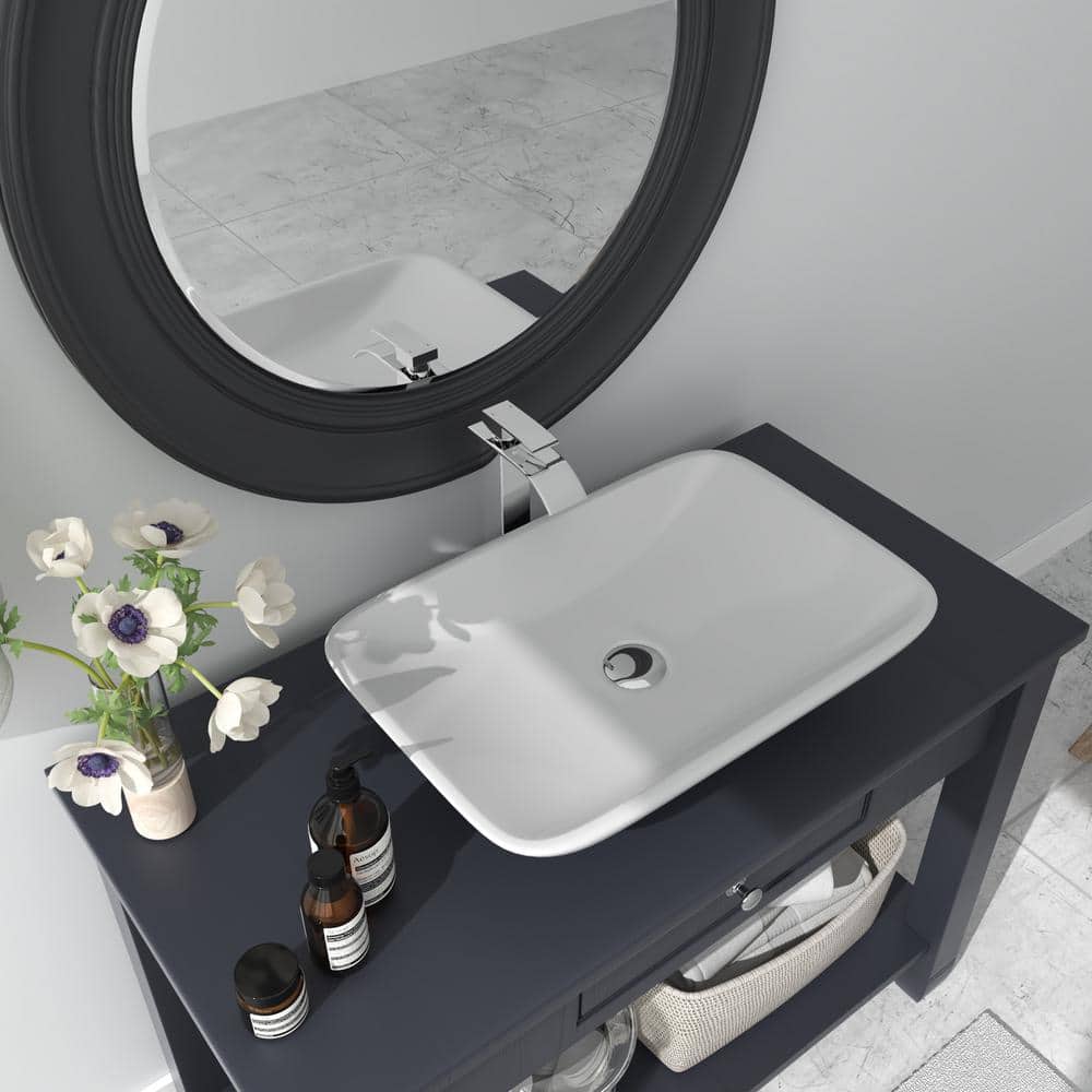 Polished Chrome Waterfall Vessel Sink Faucet with Lever Handle