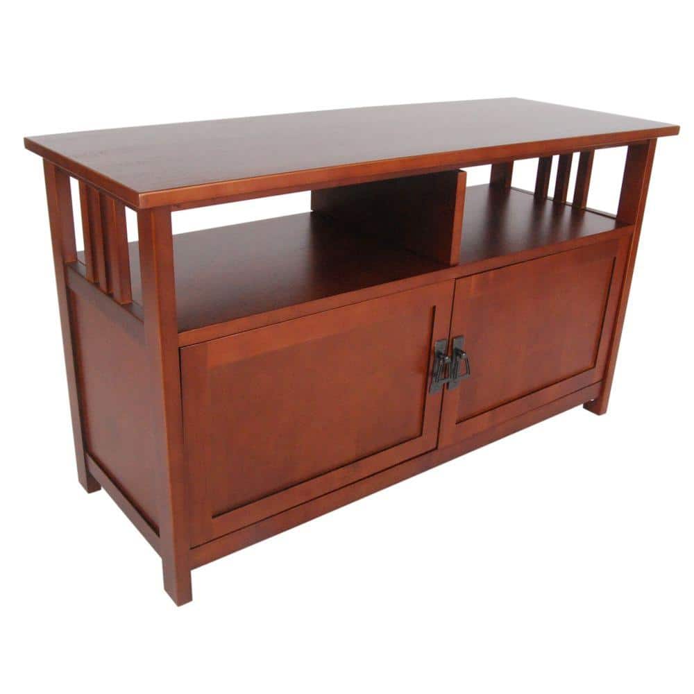 Cherry Hardwood Mission Style TV Stand with Cabinet