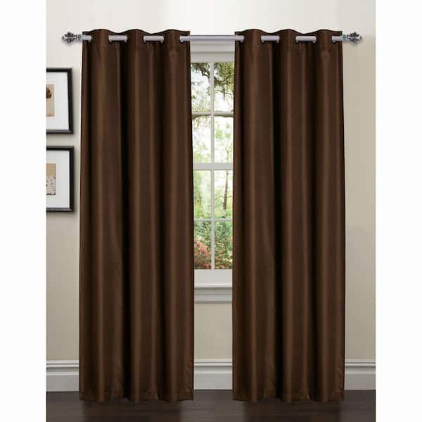 Bella Luna Semi-Opaque Galaxy 84 in. L Room Darkening Textured Grommet Curtain Panel Pair, Chocolate (Set of 2)