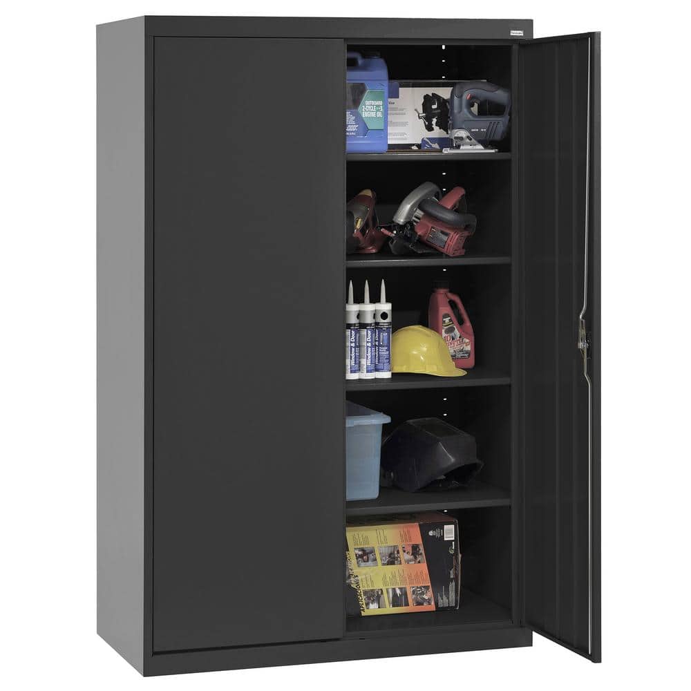 Black Full Height Steel Office Storage Cabinet with Adjustable Shelving