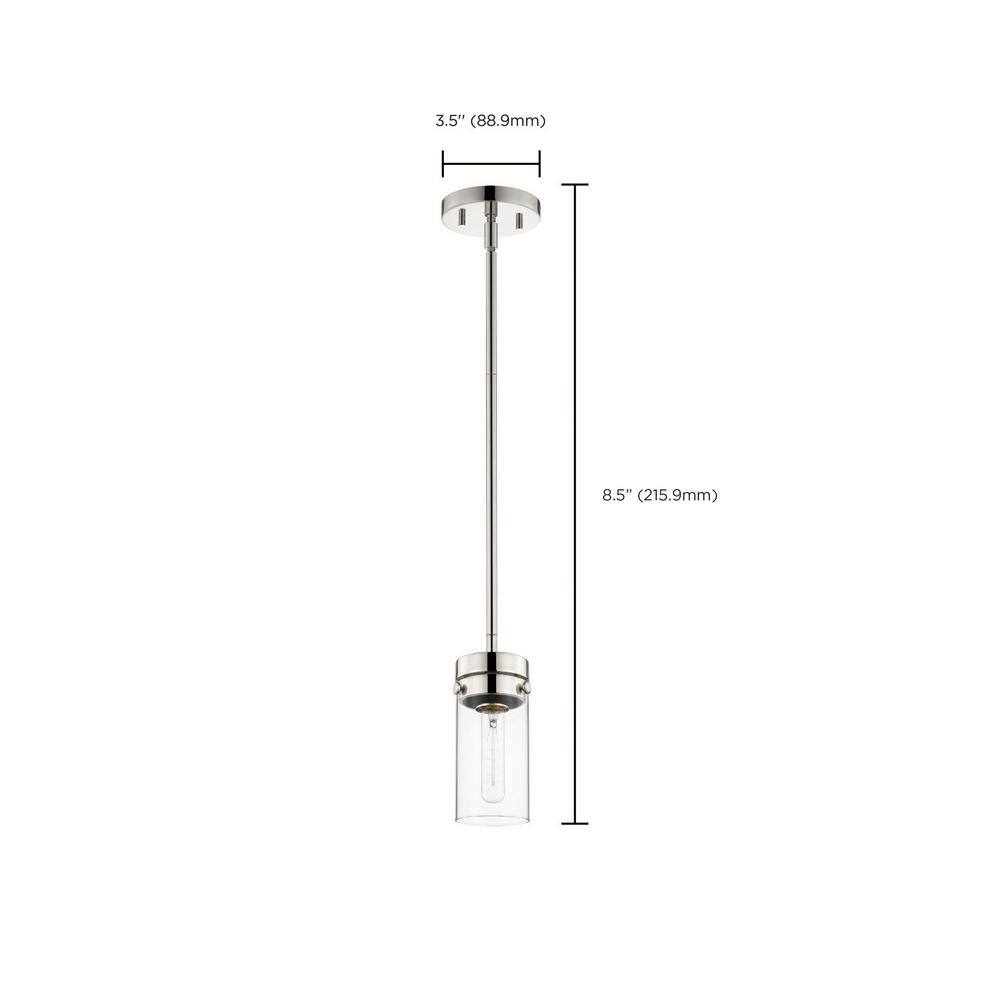 Polished Nickel Mini Pendant with Clear Glass Shade