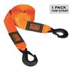 thumbnail interactive-video image 1 of Heavy Duty 2-inch X 20-foot Tow Strap - 10,000lb Break Strength With Forged Steel Hooks For Vehicle Recovery 1 of 6