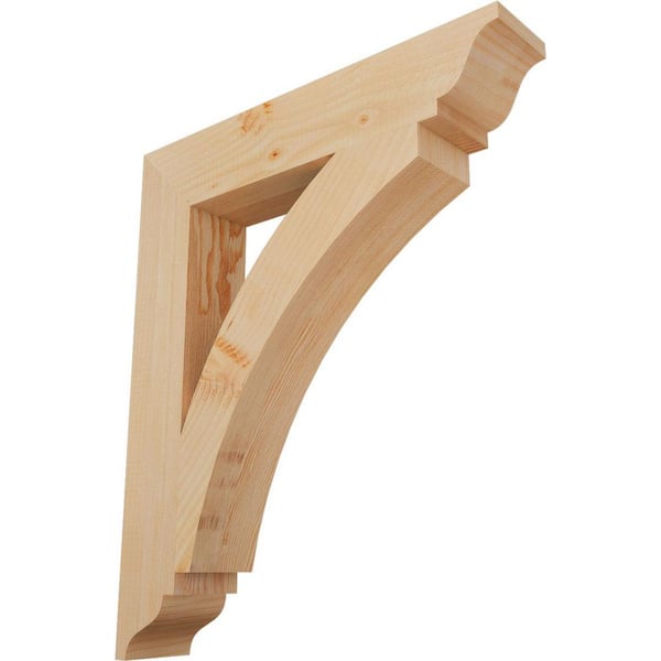 Ekena Millwork 3.5 in. x 26 in. x 22 in. Douglas Fir Thorton Traditional Smooth Bracket