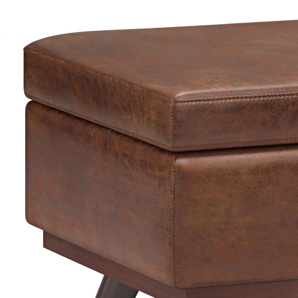 Mid Century Modern Brown Faux Leather Cocktail Table