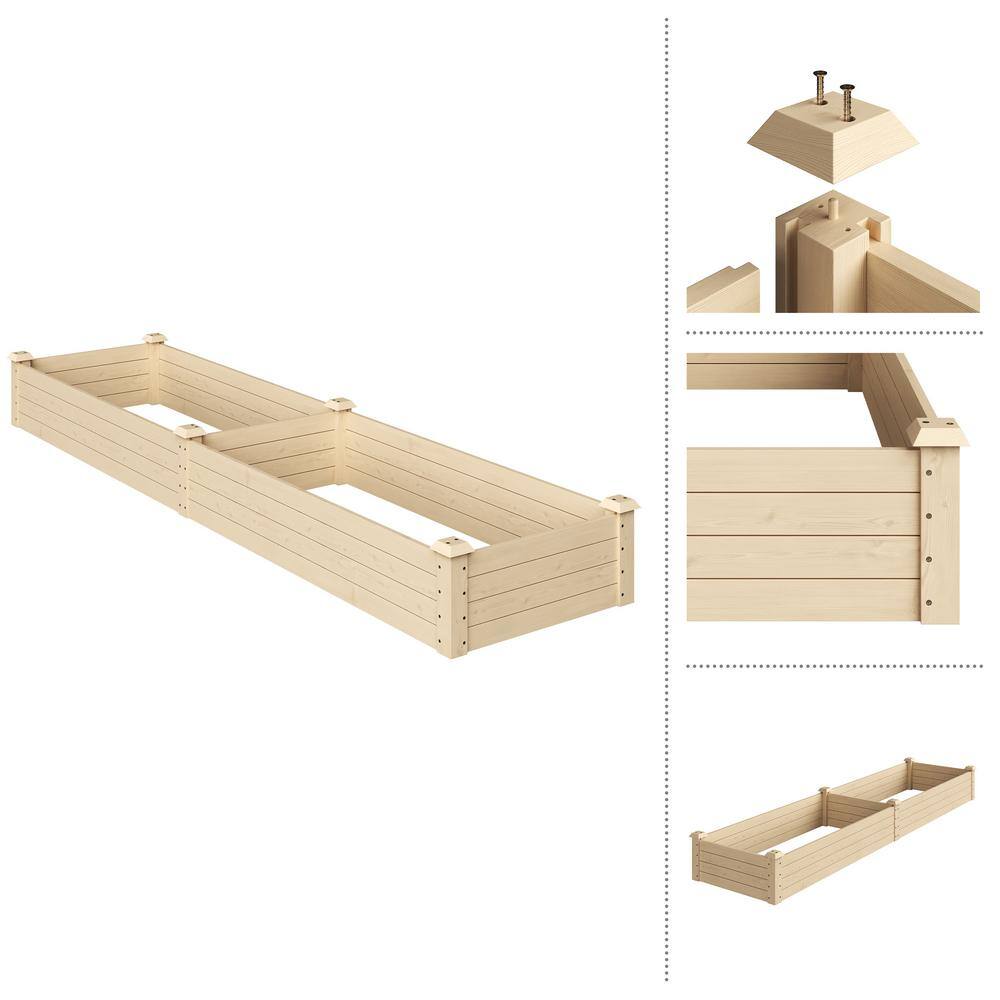 8ft x 2ft Natural Fir Wood Raised Garden Bed