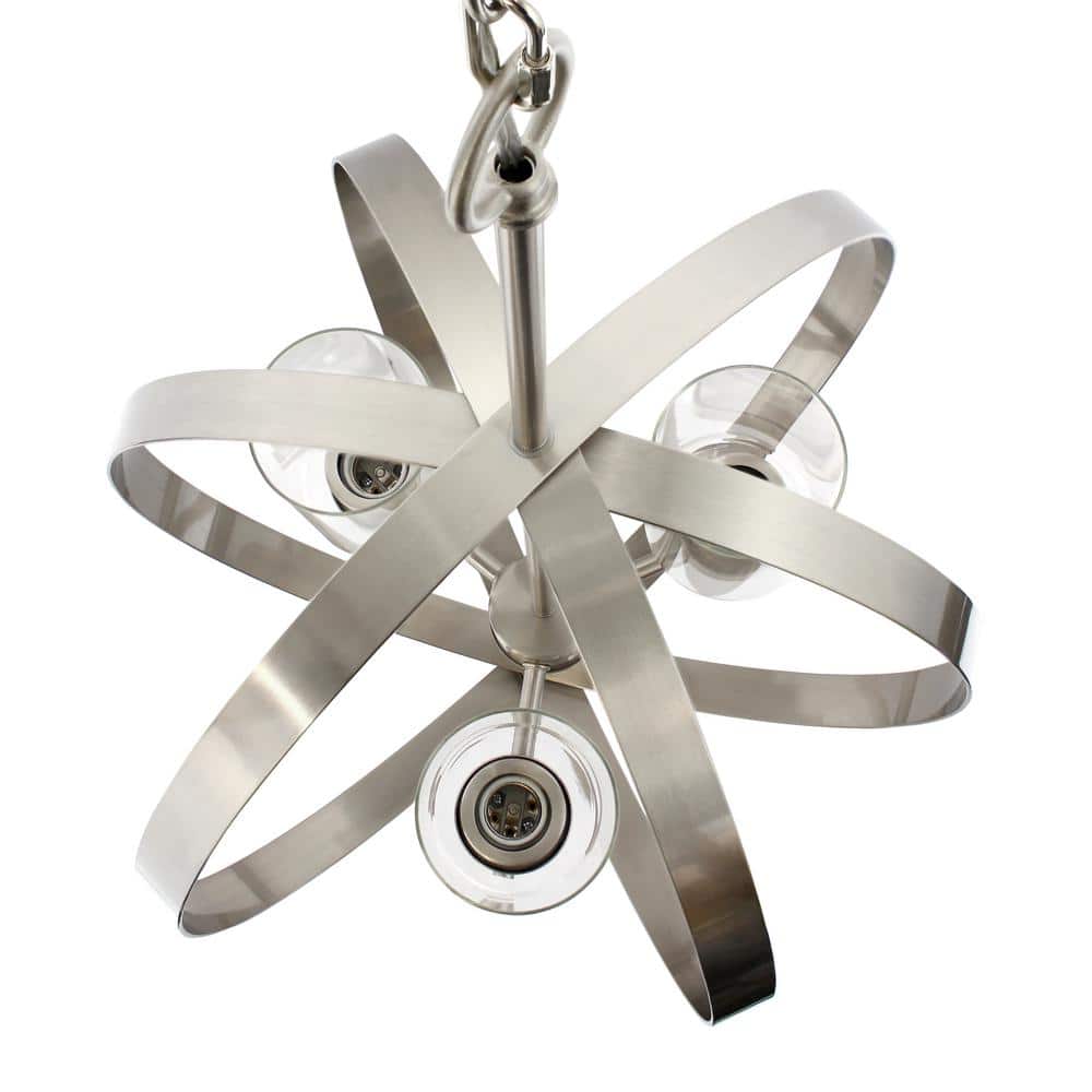 Modern 18" Brushed Nickel Globe Pendant with Clear Glass Shades