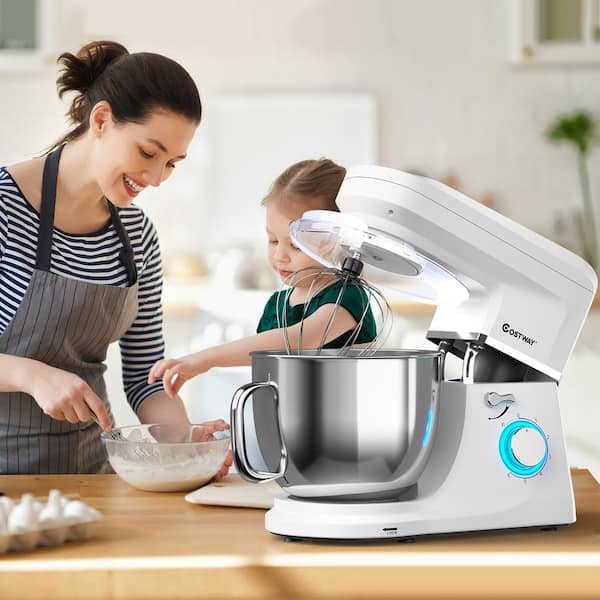VIVOHOME 660-Watt 6 qt. 10- Speed Gray Tilt-Head Kitchen Stand Mixer with Beater, Dough Hook and Wire Whip, Silver